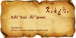 Kókai Ágnes névjegykártya